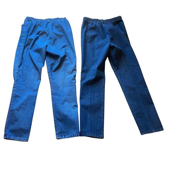 Bundle of 2 VTG 80’s Chic High Waist Denim Pull On Blue Jeans 12 Avg 28x29 #142S - Picture 2 of 5